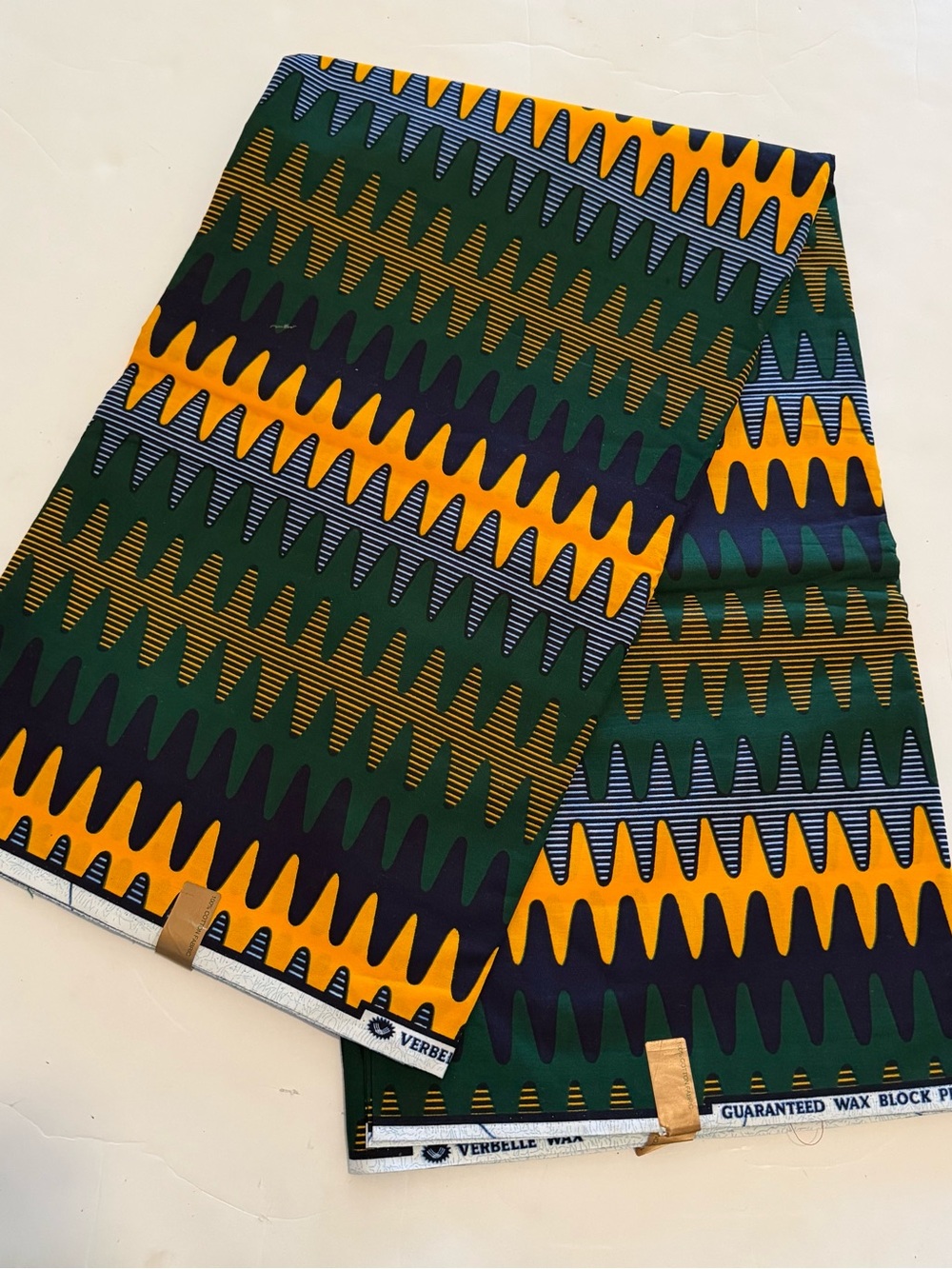 Vibrant Green,Yellow, Navy Abstract Pattern Multicolor Print Cotton Fabric